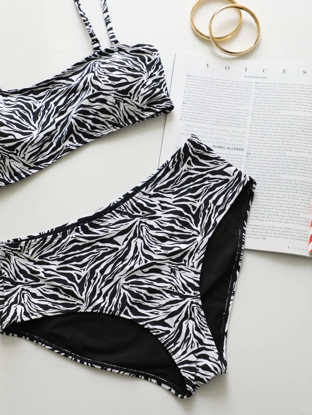 去海边的马甲线泳衣！黑白豹纹🖤