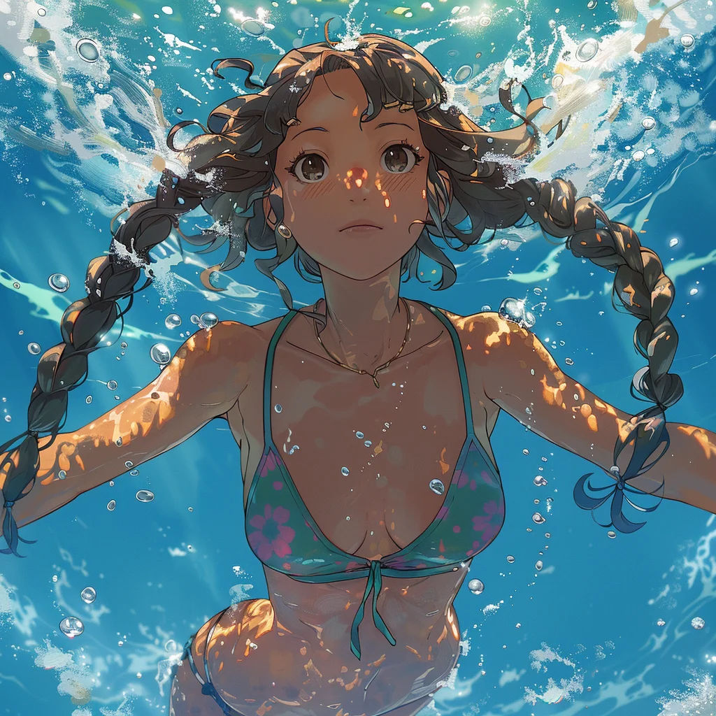 游泳的女孩‖AIGC