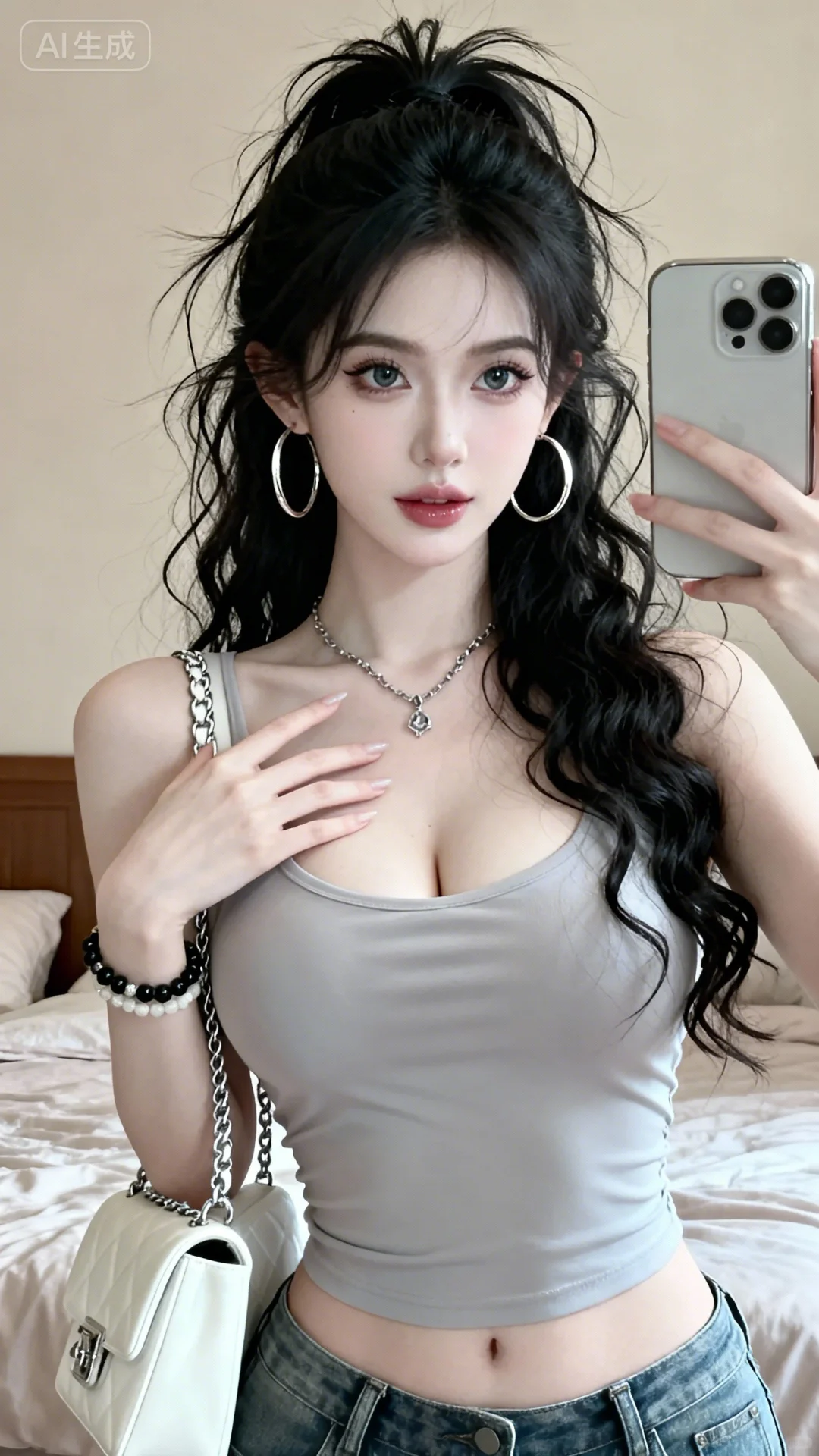 性感辣妹，是灰色T恤的时尚魅力