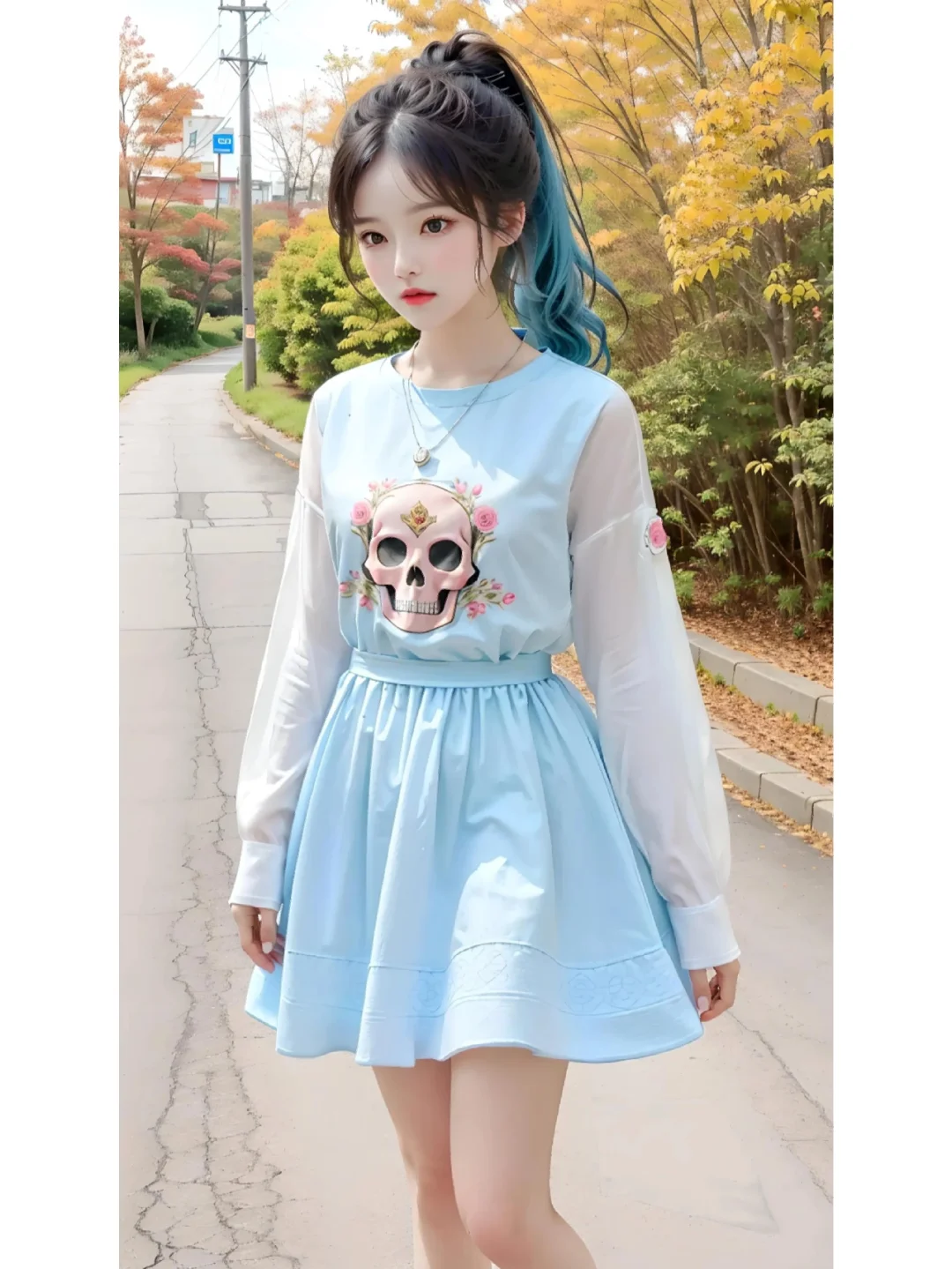#ai美图创作 （今日作品）女装新款长袖骷髅