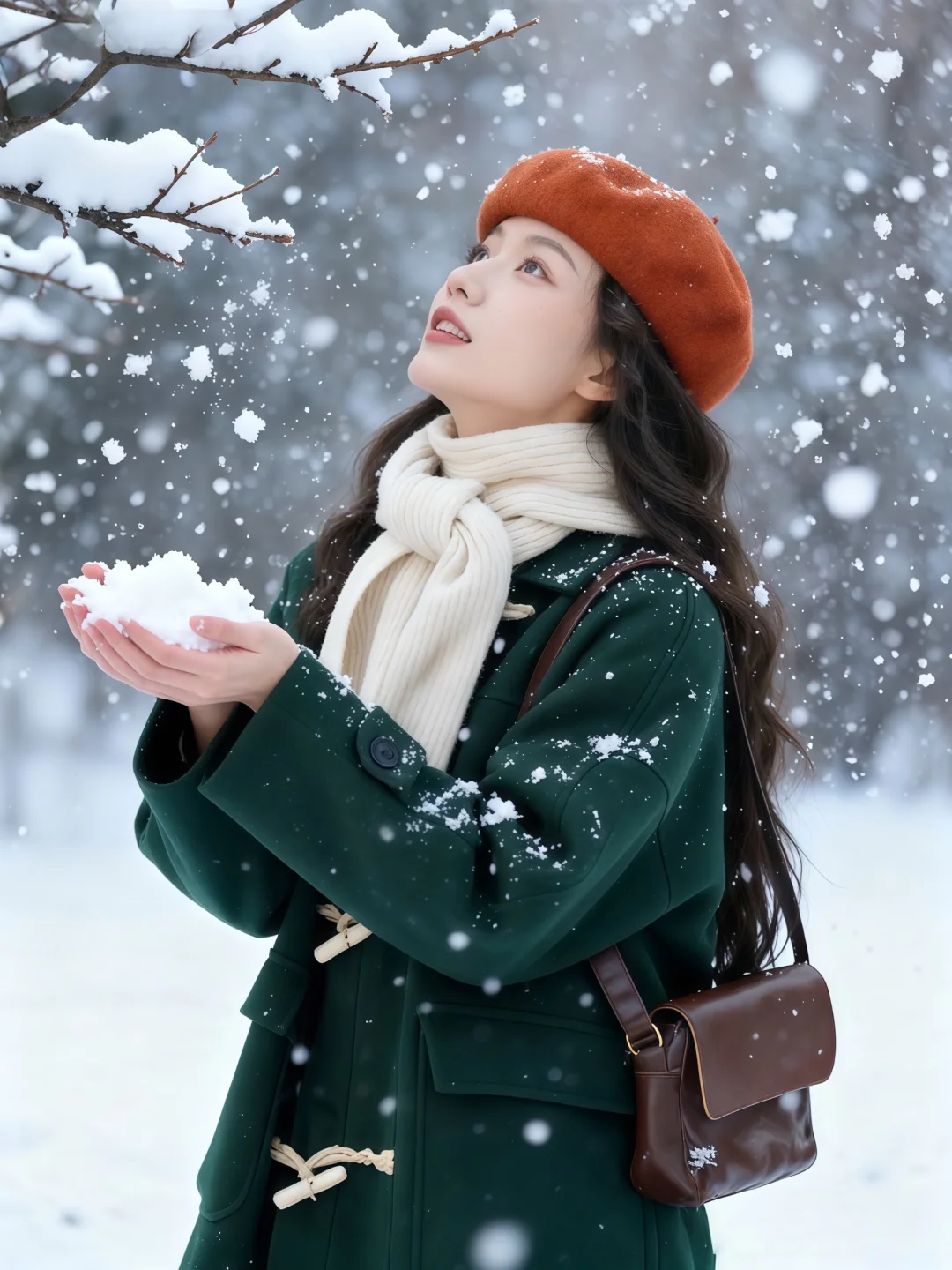 这件大衣被AI穿火了！雪景四连拍绝绝子