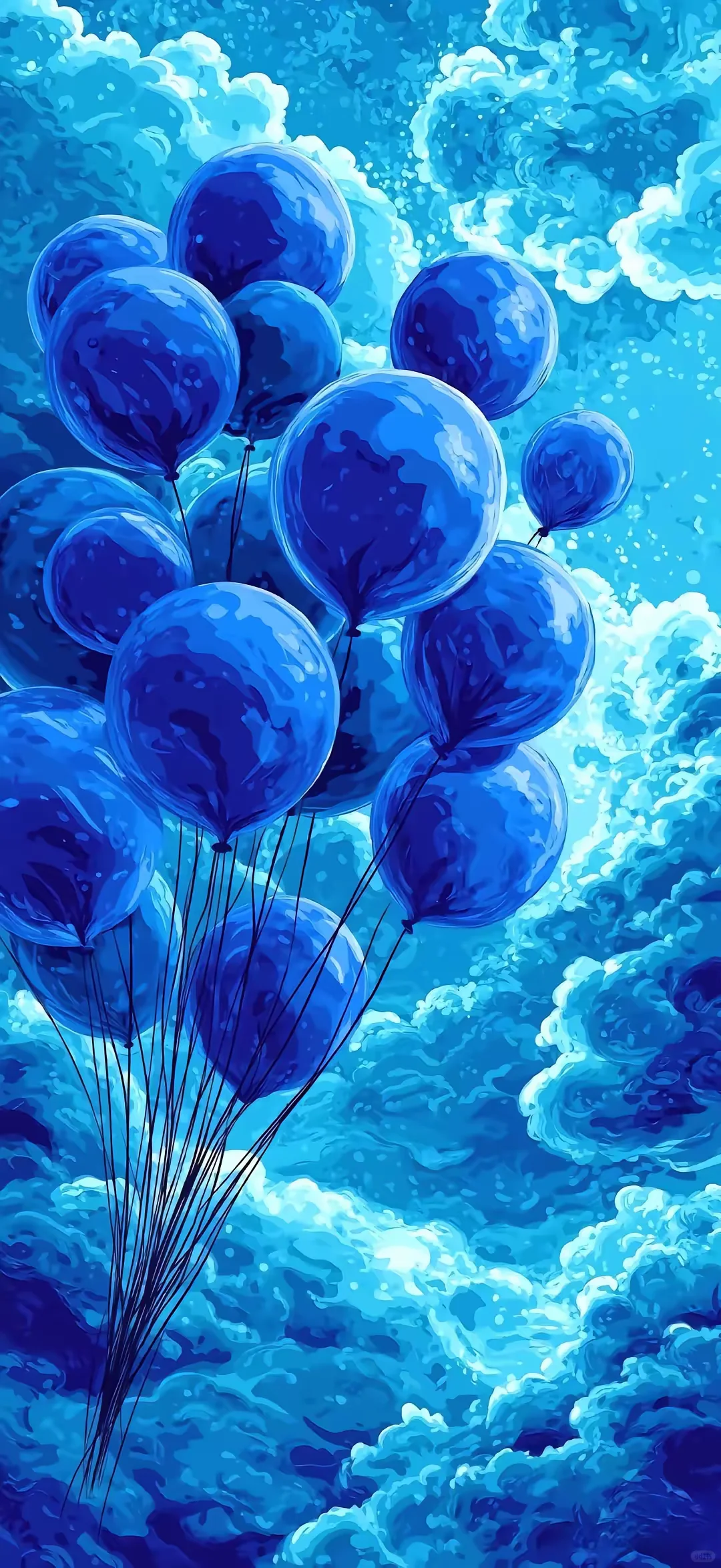 蓝色的天空，蓝色的气球，高清壁纸