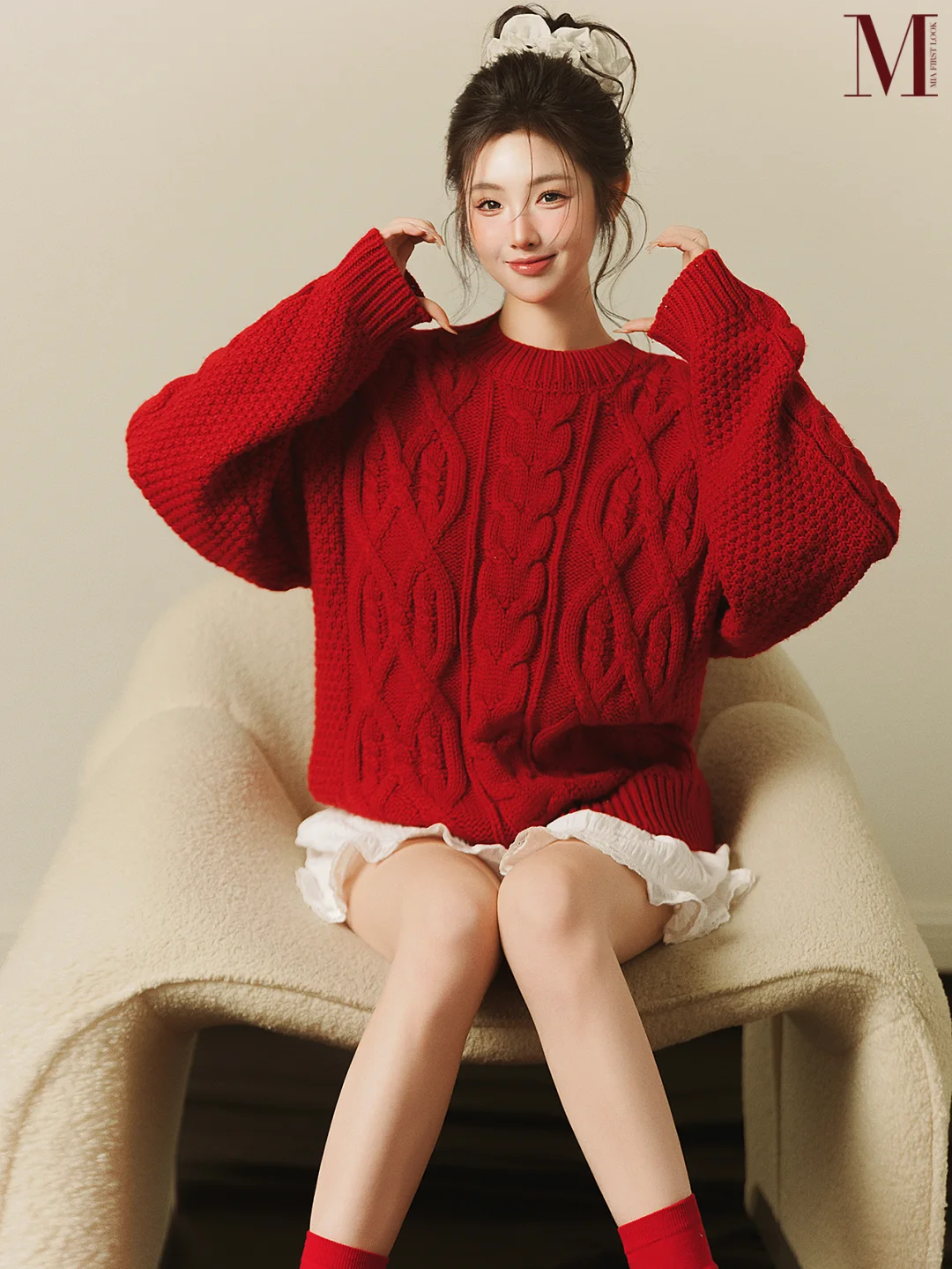 韩杂红色系写真