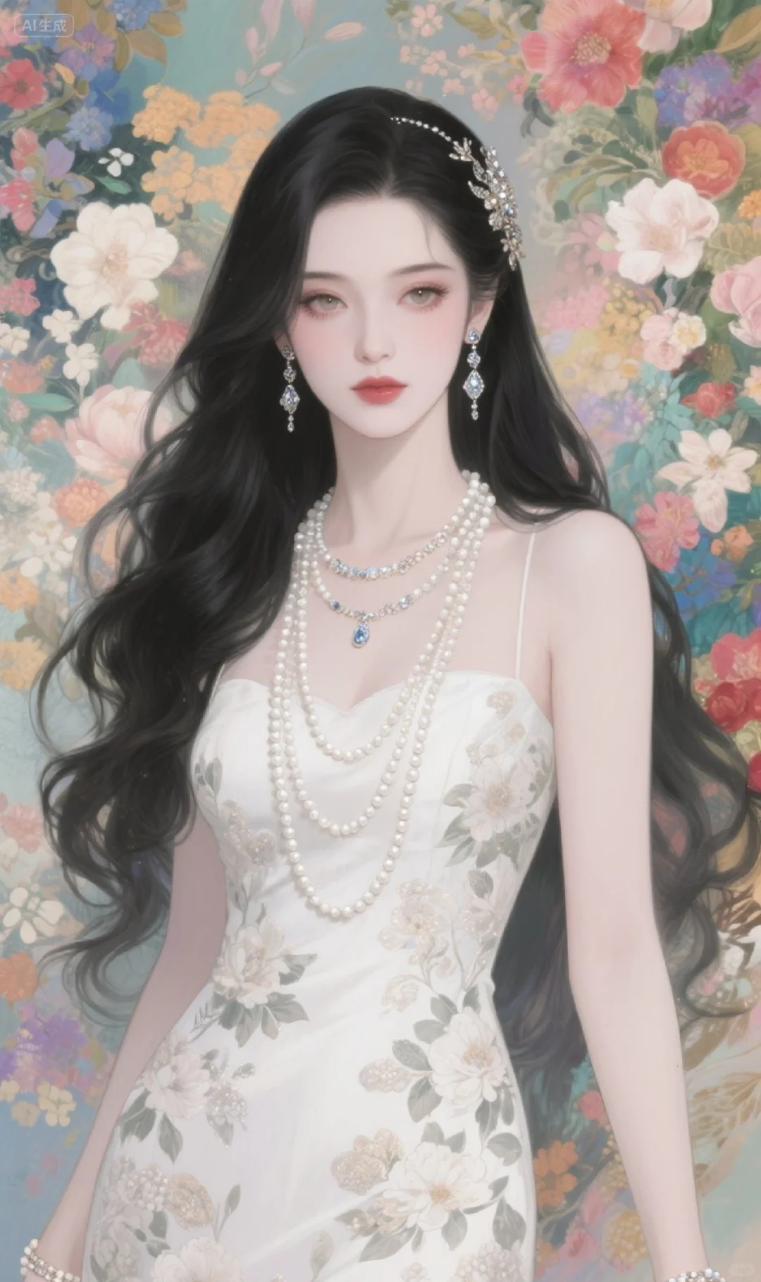 花簇如锦，珍珠似月，晕染古典优雅