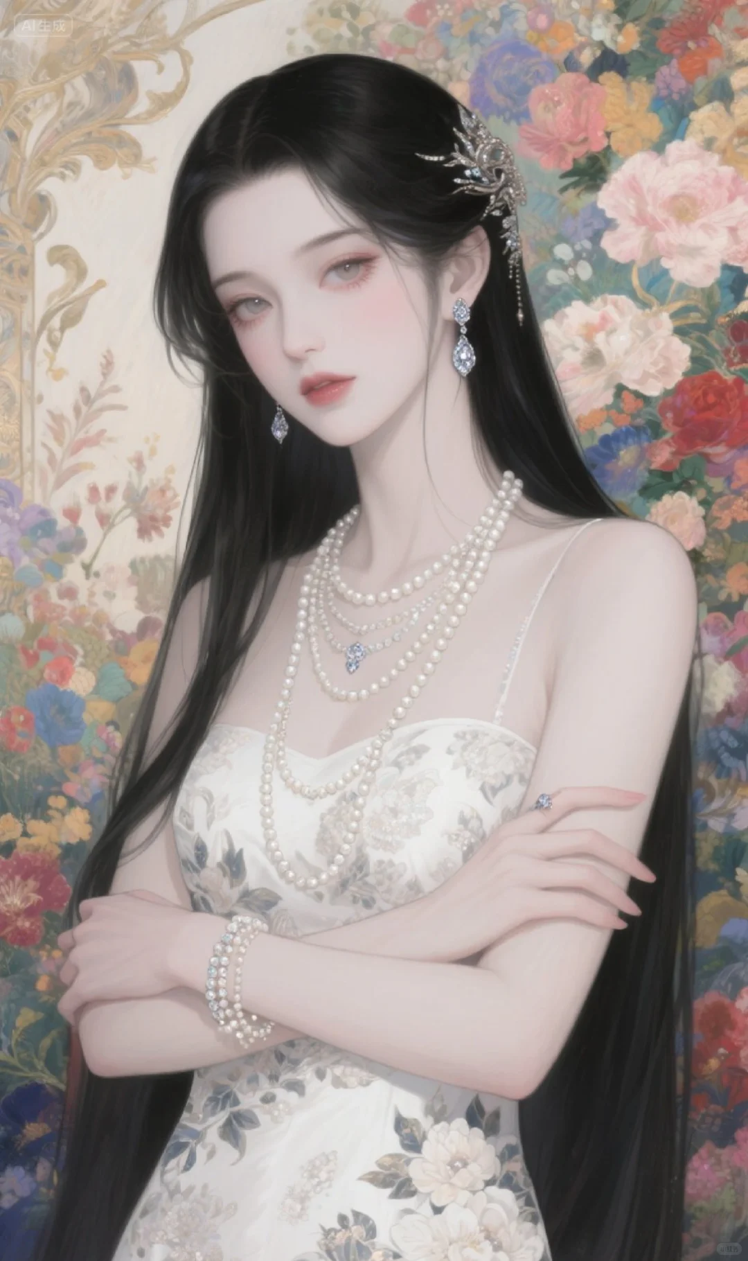 花簇如锦，珍珠似月，晕染古典优雅