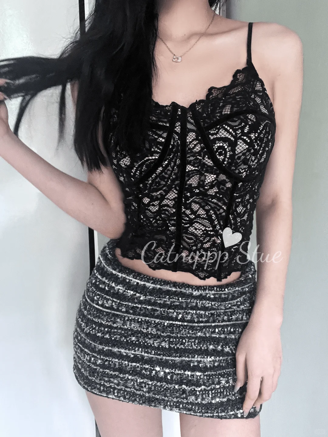 ✨重工亮片短裙，显瘦又高级