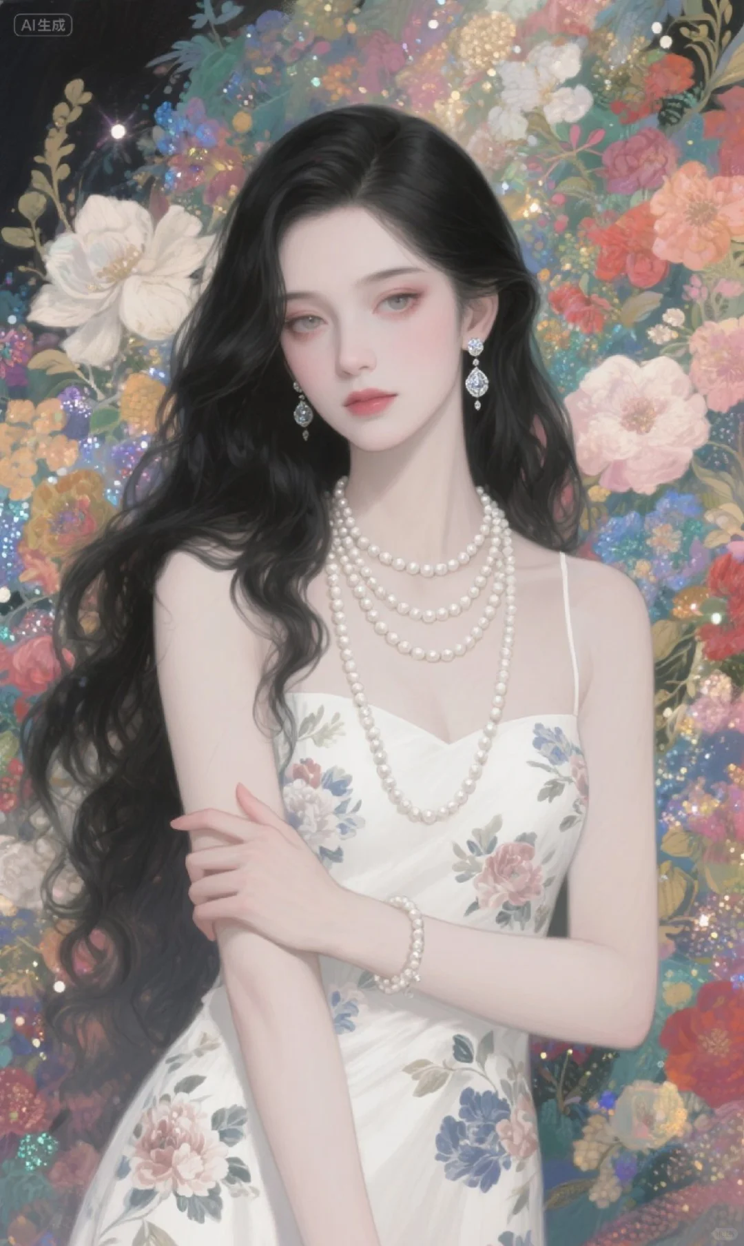 花簇如锦，珍珠似月，晕染古典优雅