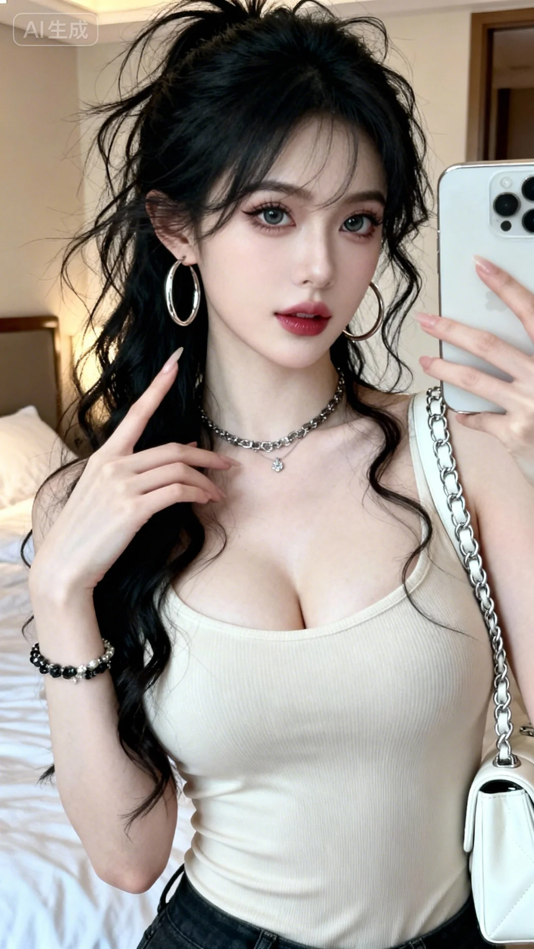 性感辣妹，是灰色T恤的时尚魅力