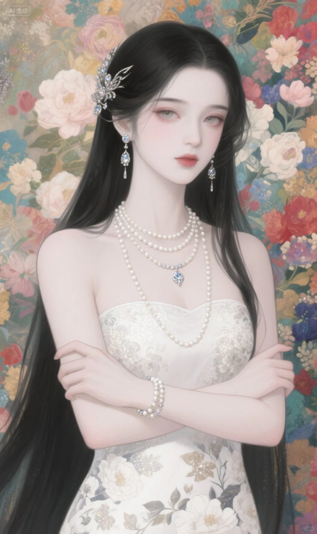 花簇如锦，珍珠似月，晕染古典优雅