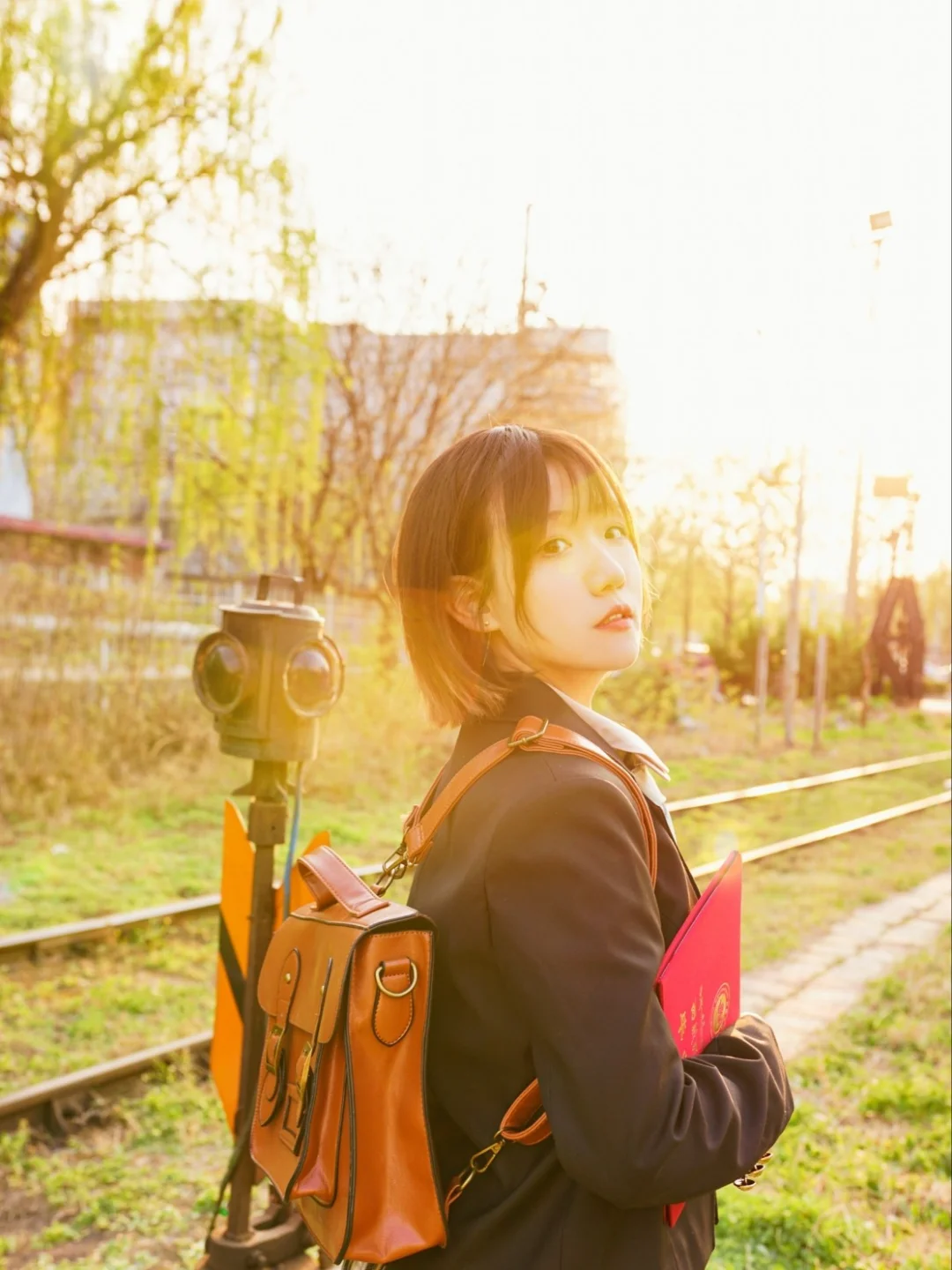 铁路旁边拍jk会有多好看！