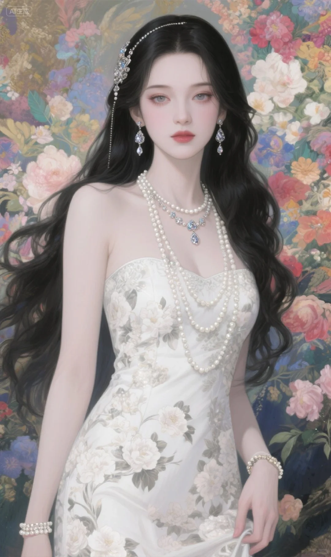 花簇如锦，珍珠似月，晕染古典优雅