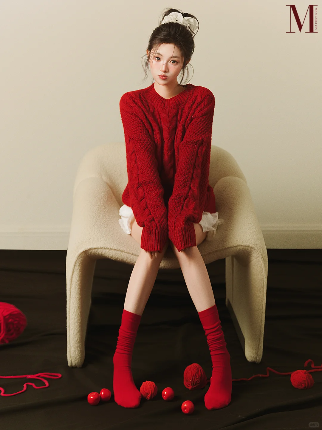 韩杂红色系写真