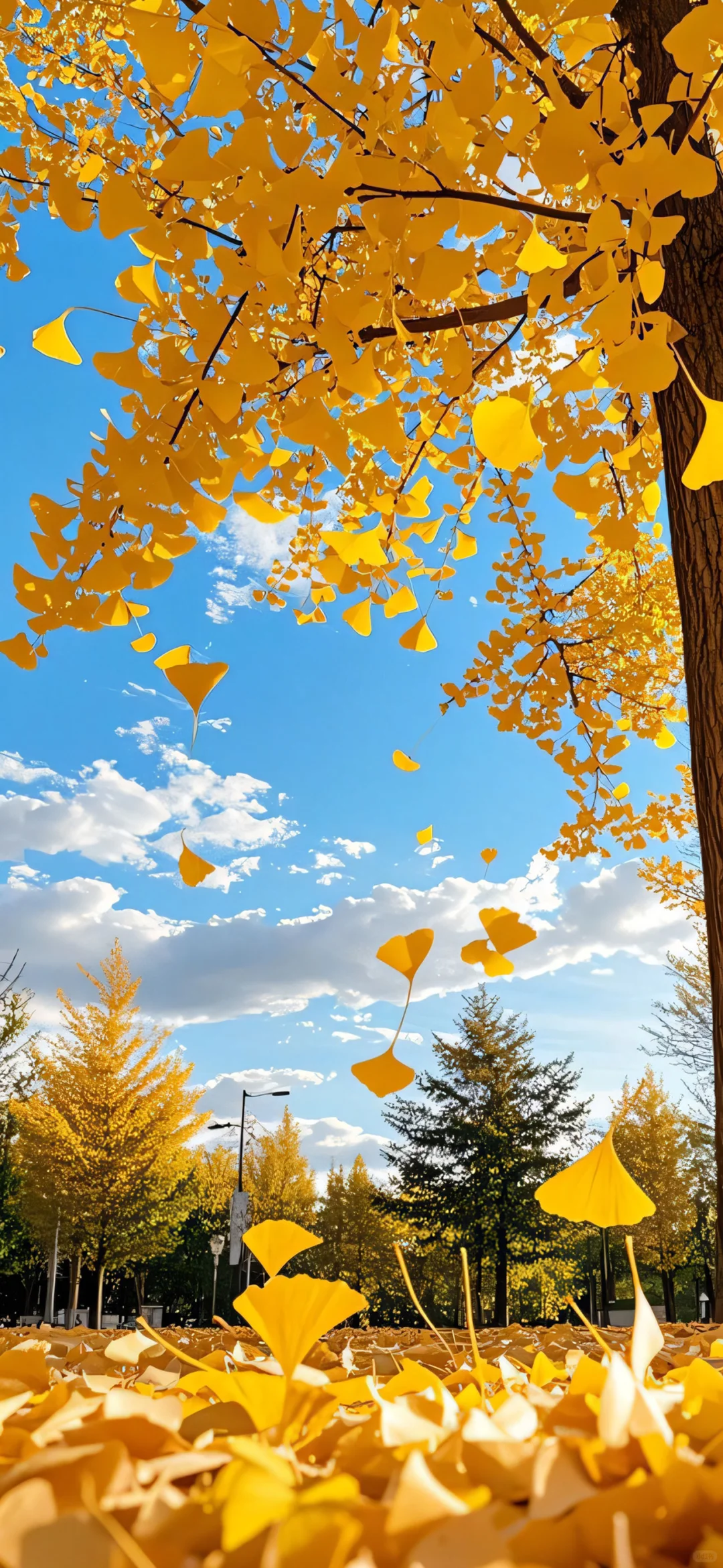 iPhone锁屏壁纸｜银杏叶飘落🍂