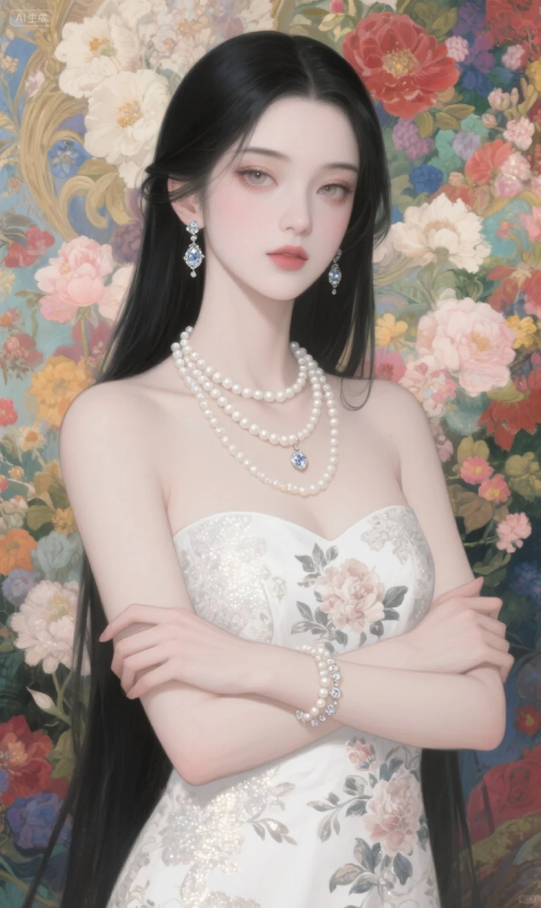 花簇如锦，珍珠似月，晕染古典优雅