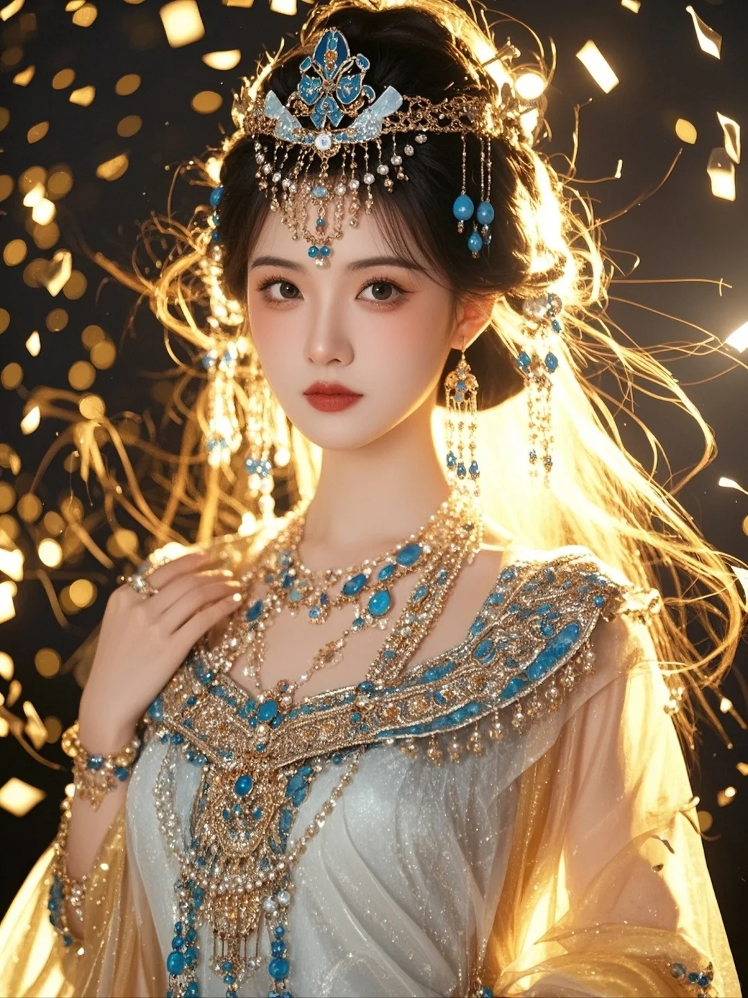 美到每根头发丝都在发光，AI写真《西域舞娘》