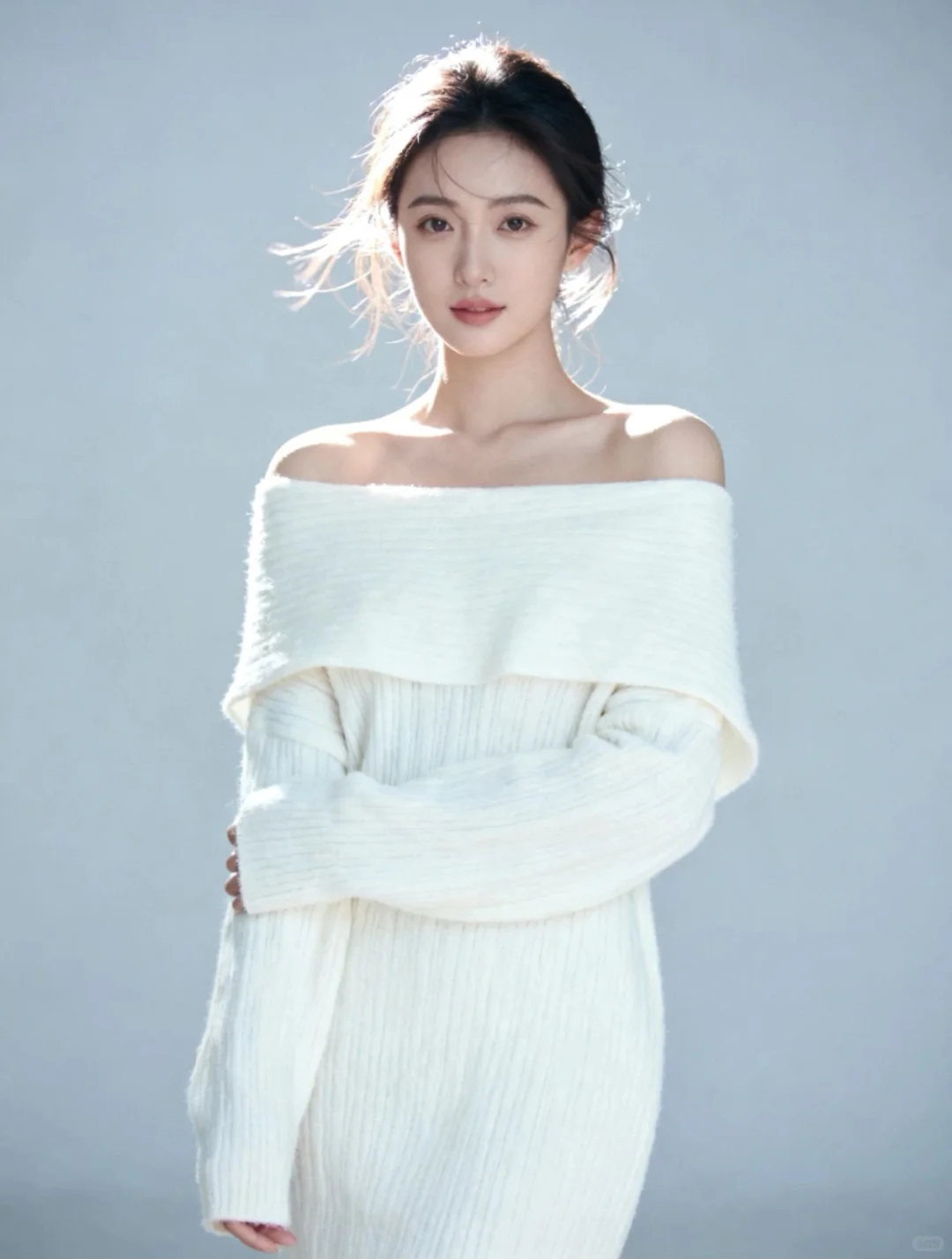 一字肩毛衣，把温柔穿在身上～