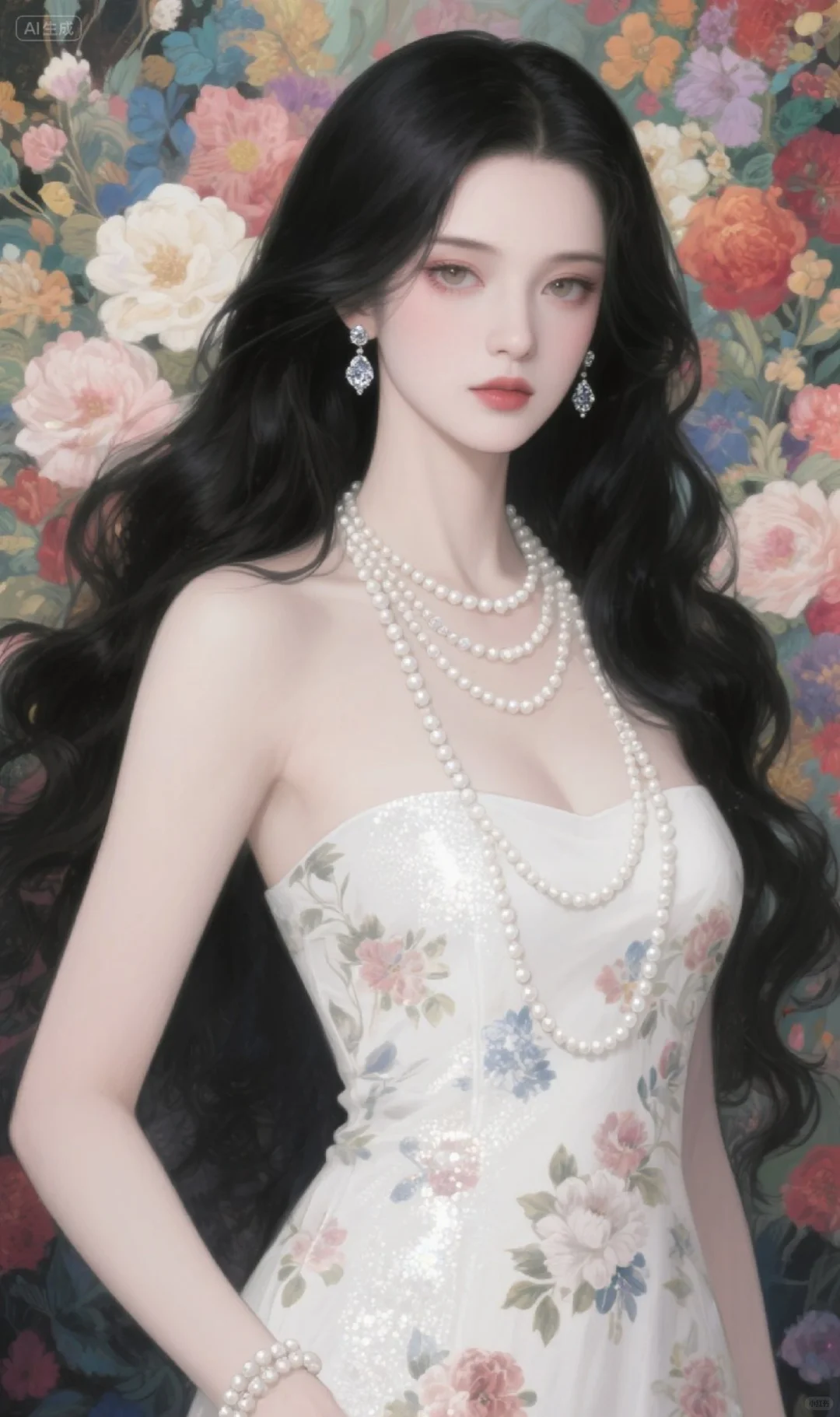 花簇如锦，珍珠似月，晕染古典优雅