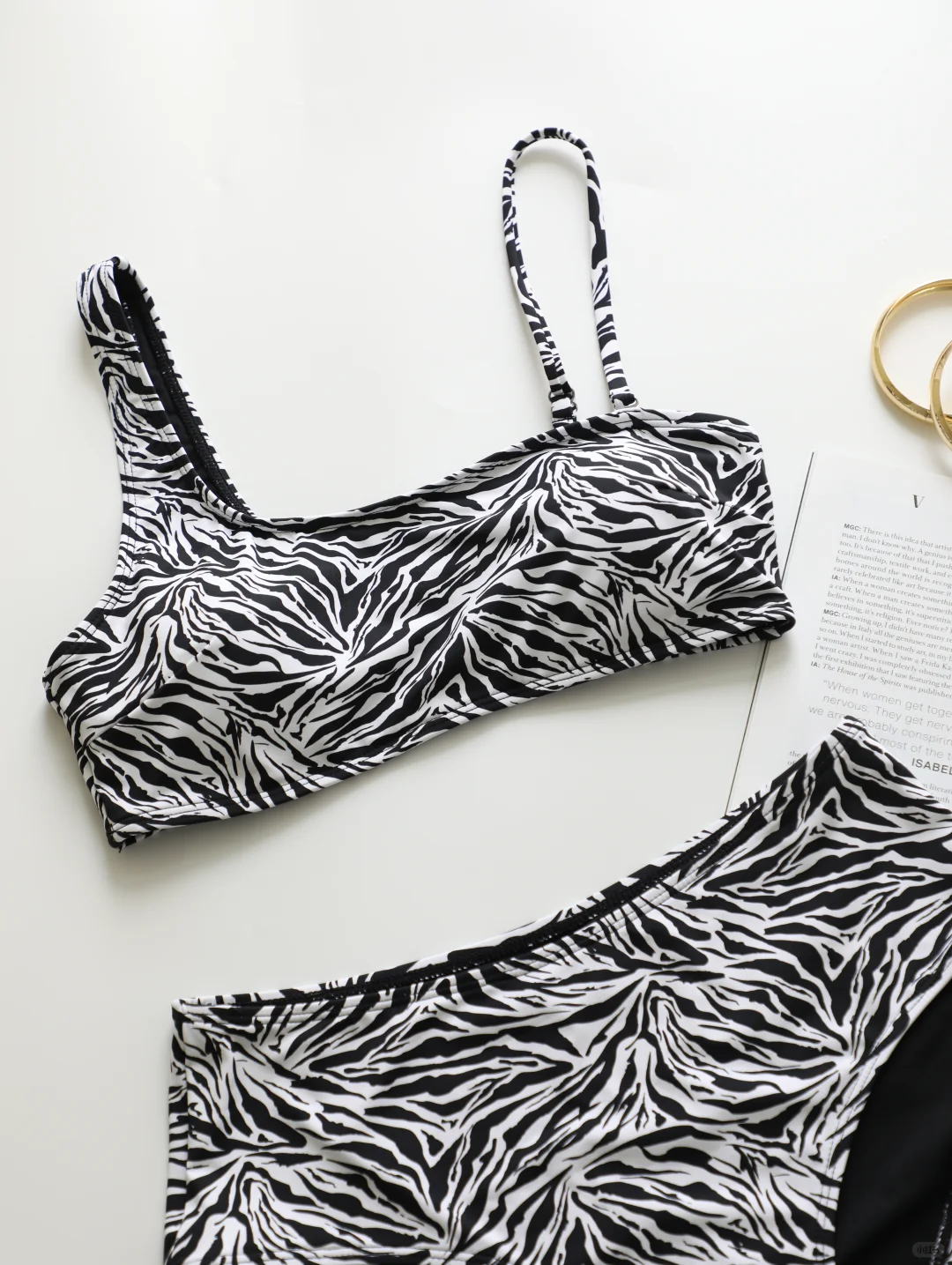 去海边的马甲线泳衣！黑白豹纹🖤