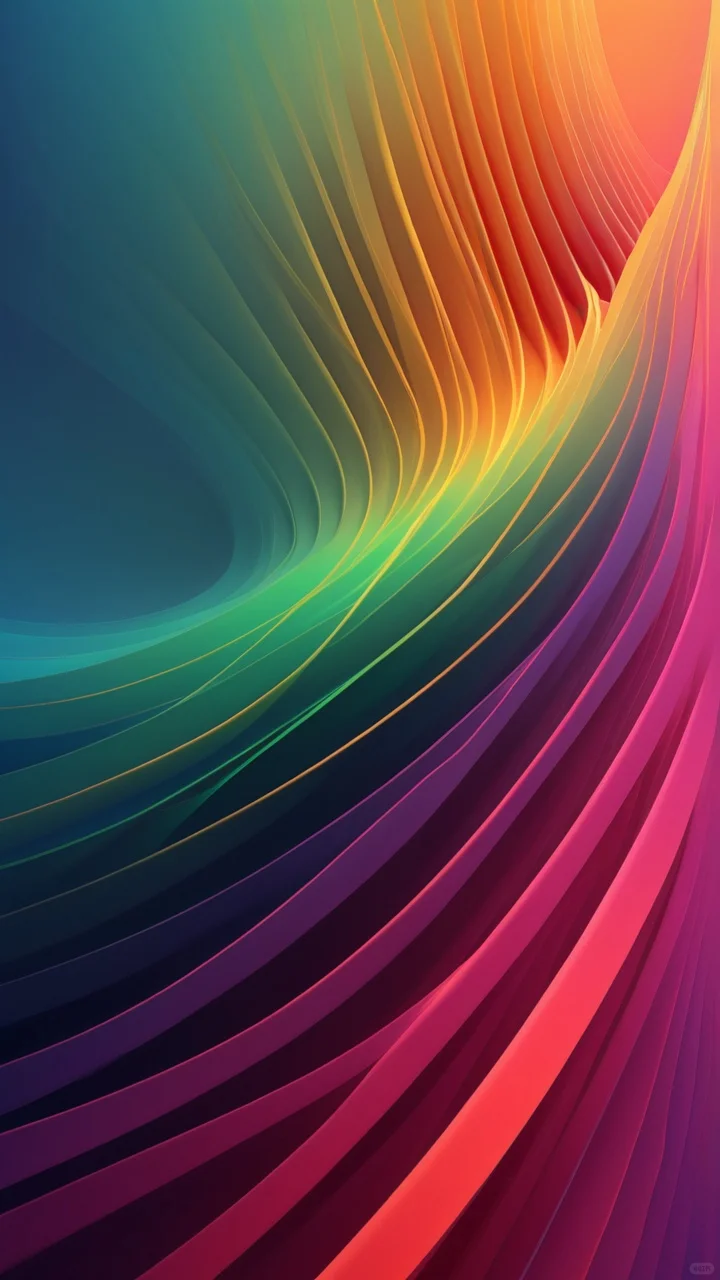 彩色的线条艺术，手机壁纸，18张