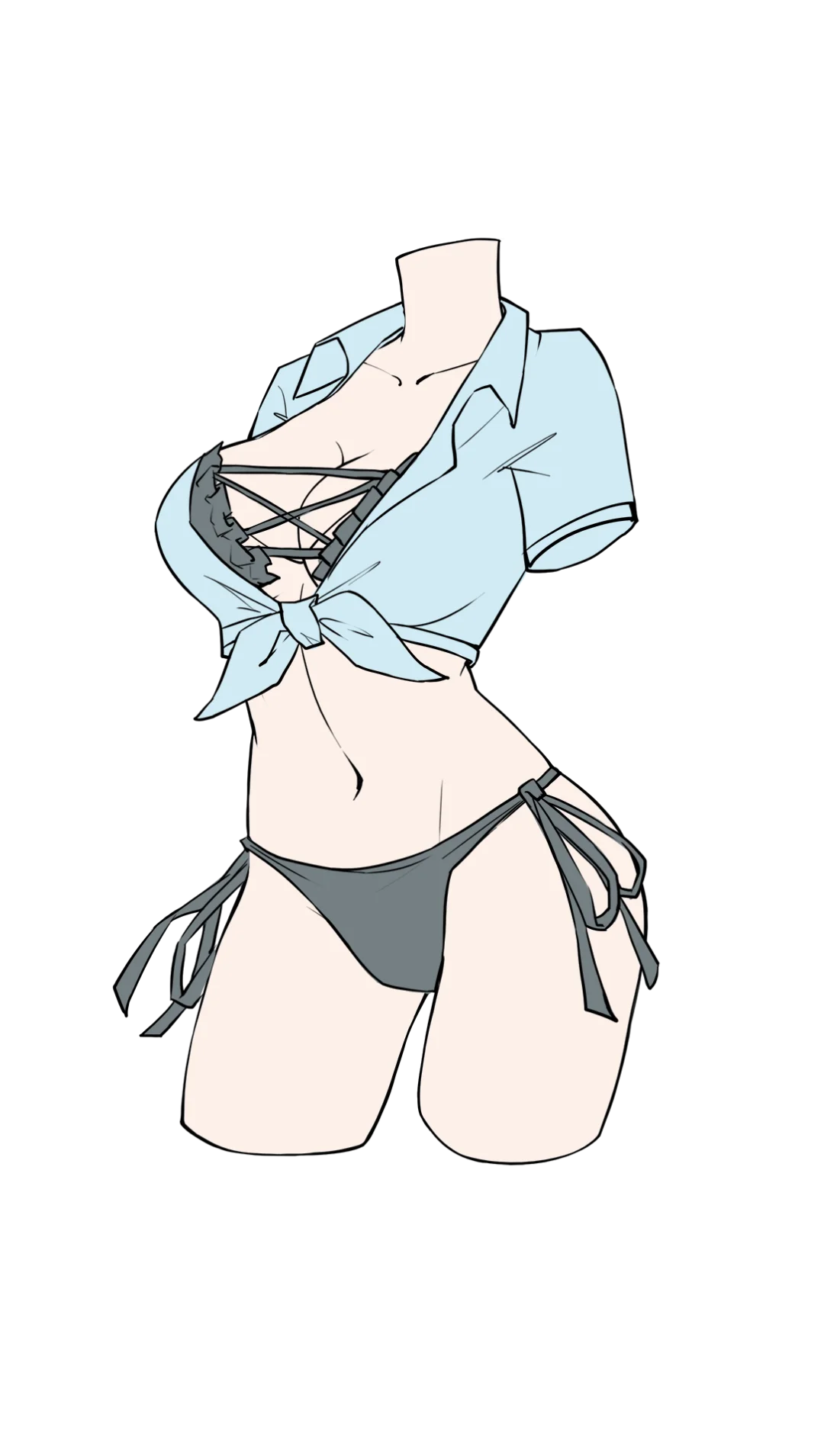 四种不同款式的泳衣画法