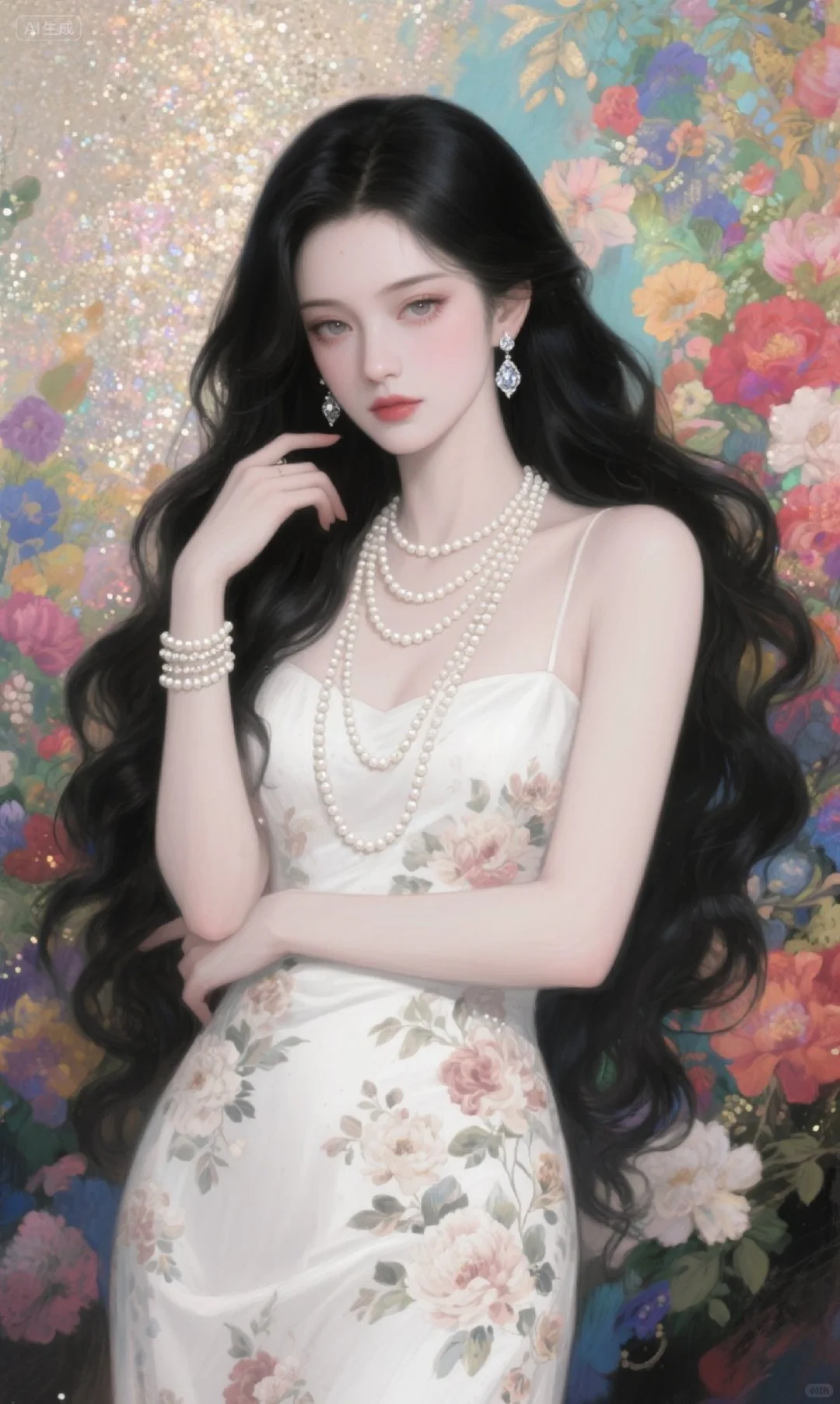 花簇如锦，珍珠似月，晕染古典优雅