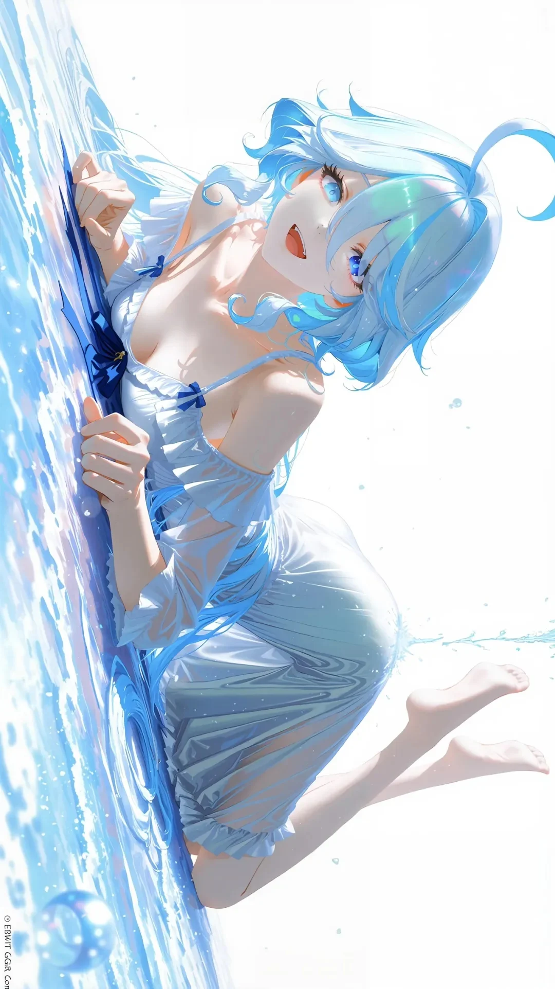 芙芙：猜猜看浪花能亲到我脚丫嘛…