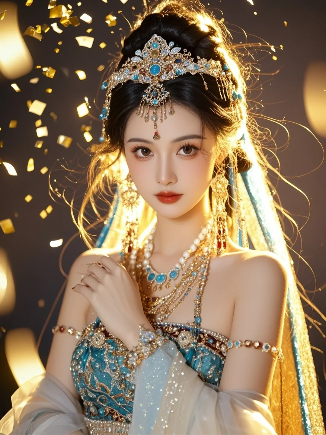 美到每根头发丝都在发光，AI写真《西域舞娘》