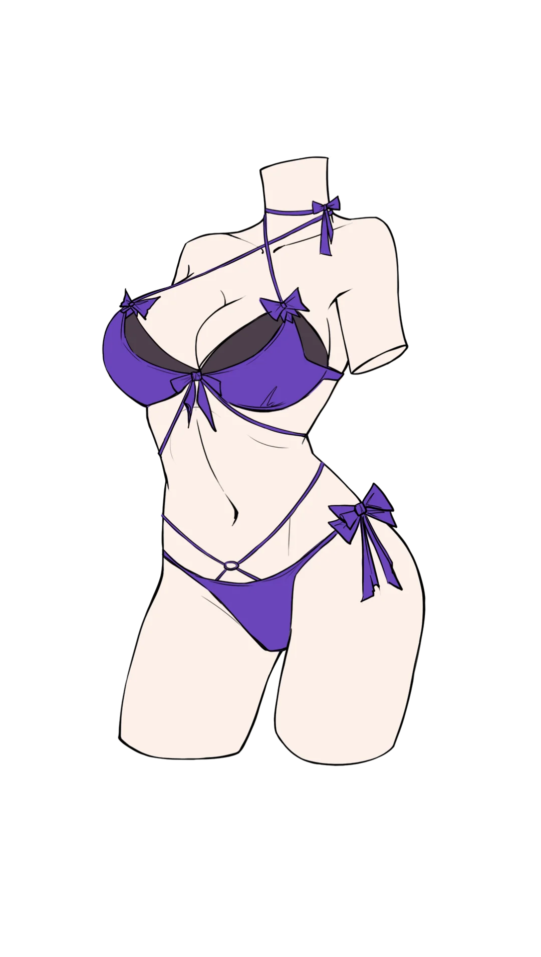 四种不同款式的泳衣画法