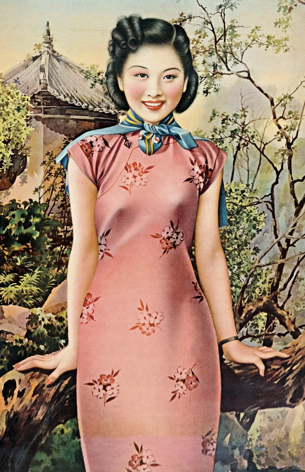 月份牌上那些穿红色旗袍的姑娘们