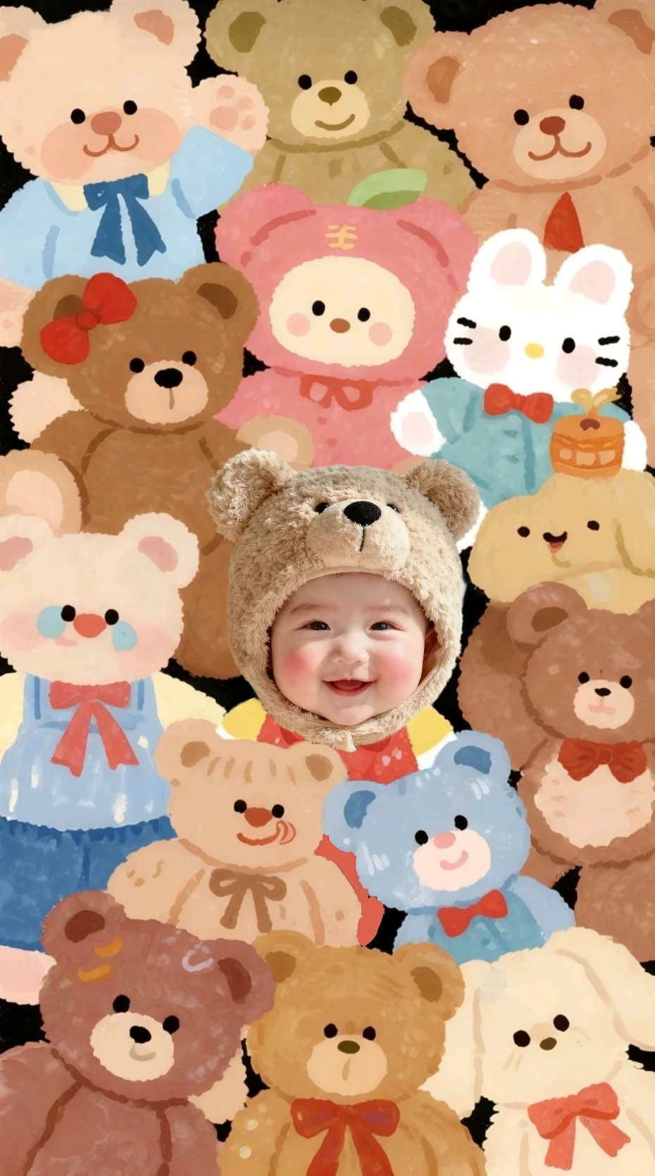 把娃做成毛绒壁纸！软fufu谁顶得住啊🐻