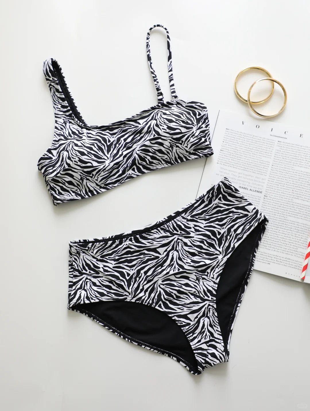 去海边的马甲线泳衣！黑白豹纹🖤