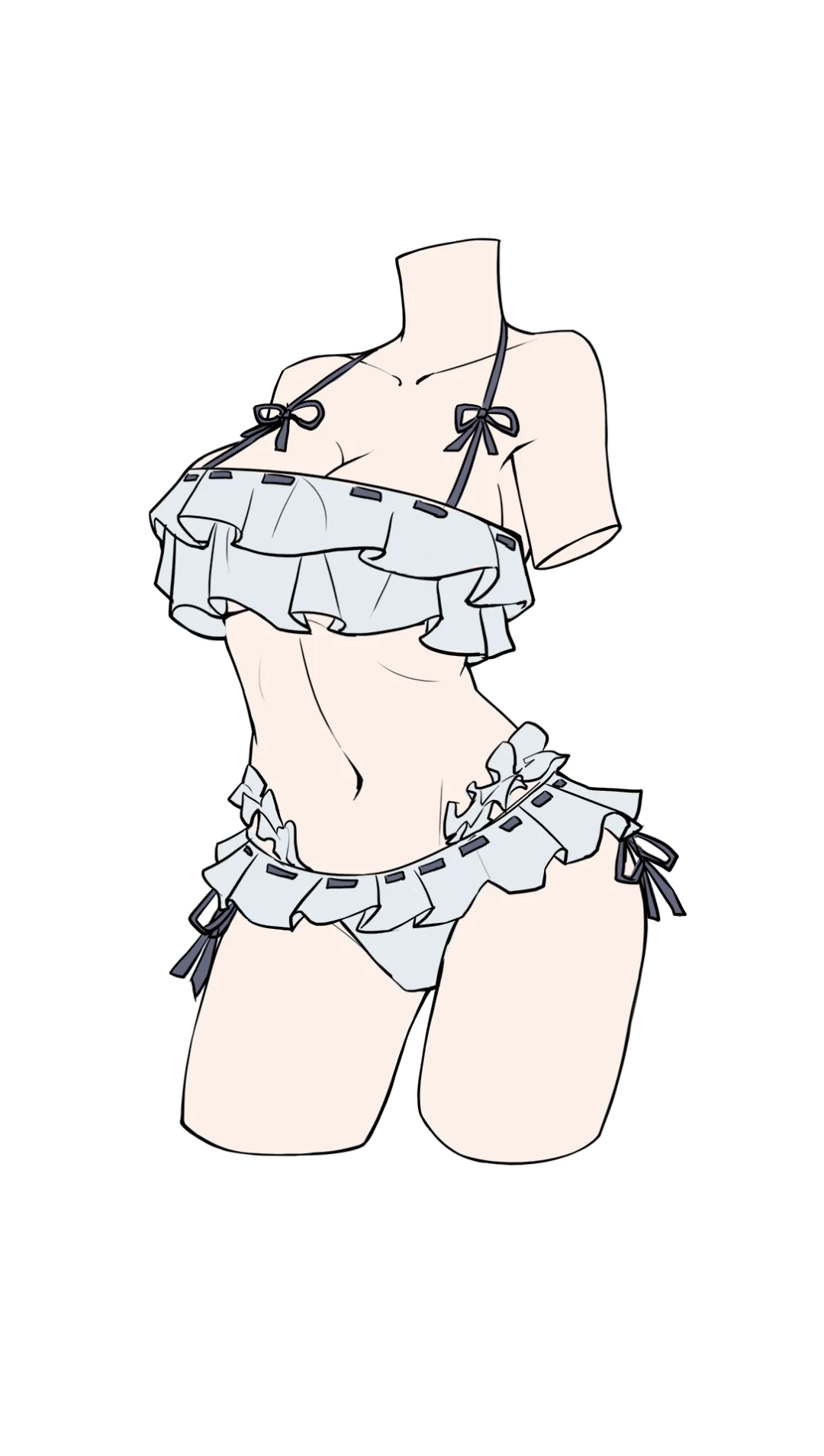 四种不同款式的泳衣画法