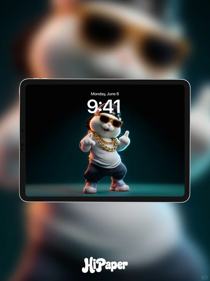 嘻哈小白猫酷炫登场手机壁纸236