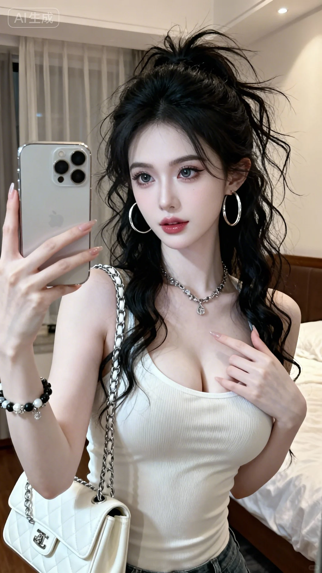 性感辣妹，是灰色T恤的时尚魅力