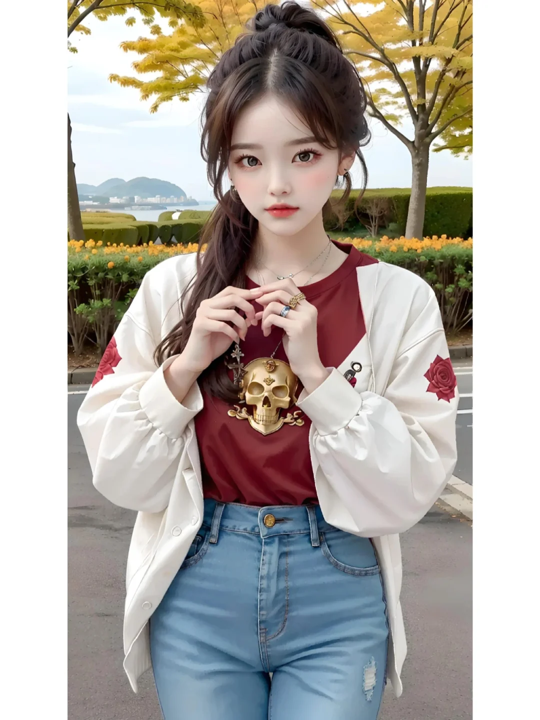 #ai美图创作 （今日作品）女装新款长袖骷髅