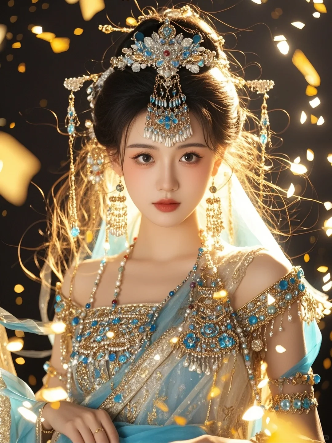 美到每根头发丝都在发光，AI写真《西域舞娘》