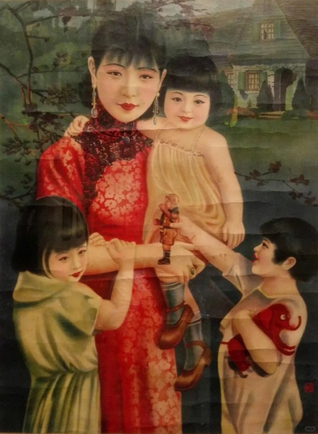 月份牌上那些穿红色旗袍的姑娘们