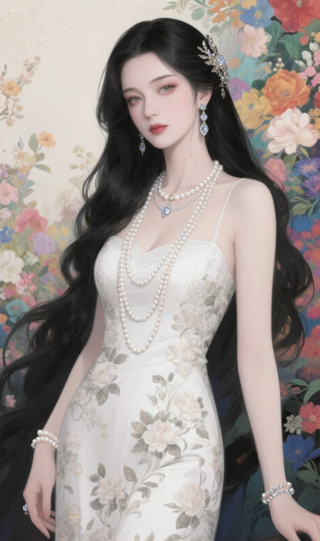 花簇如锦，珍珠似月，晕染古典优雅