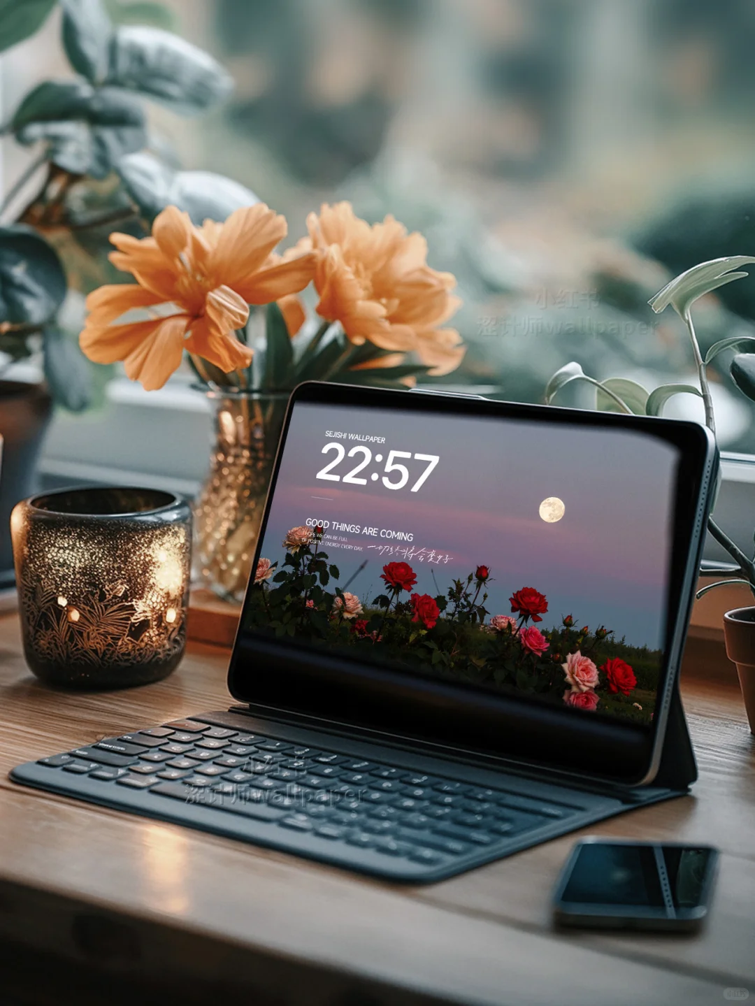 “玫瑰与月光”氛围感平板壁纸｜A209