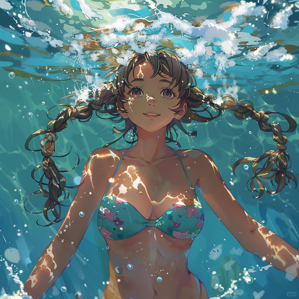 游泳的女孩‖AIGC