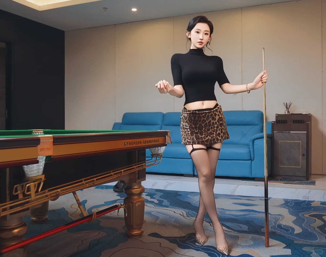 黑丝+台球=暗黑美学天花板！！