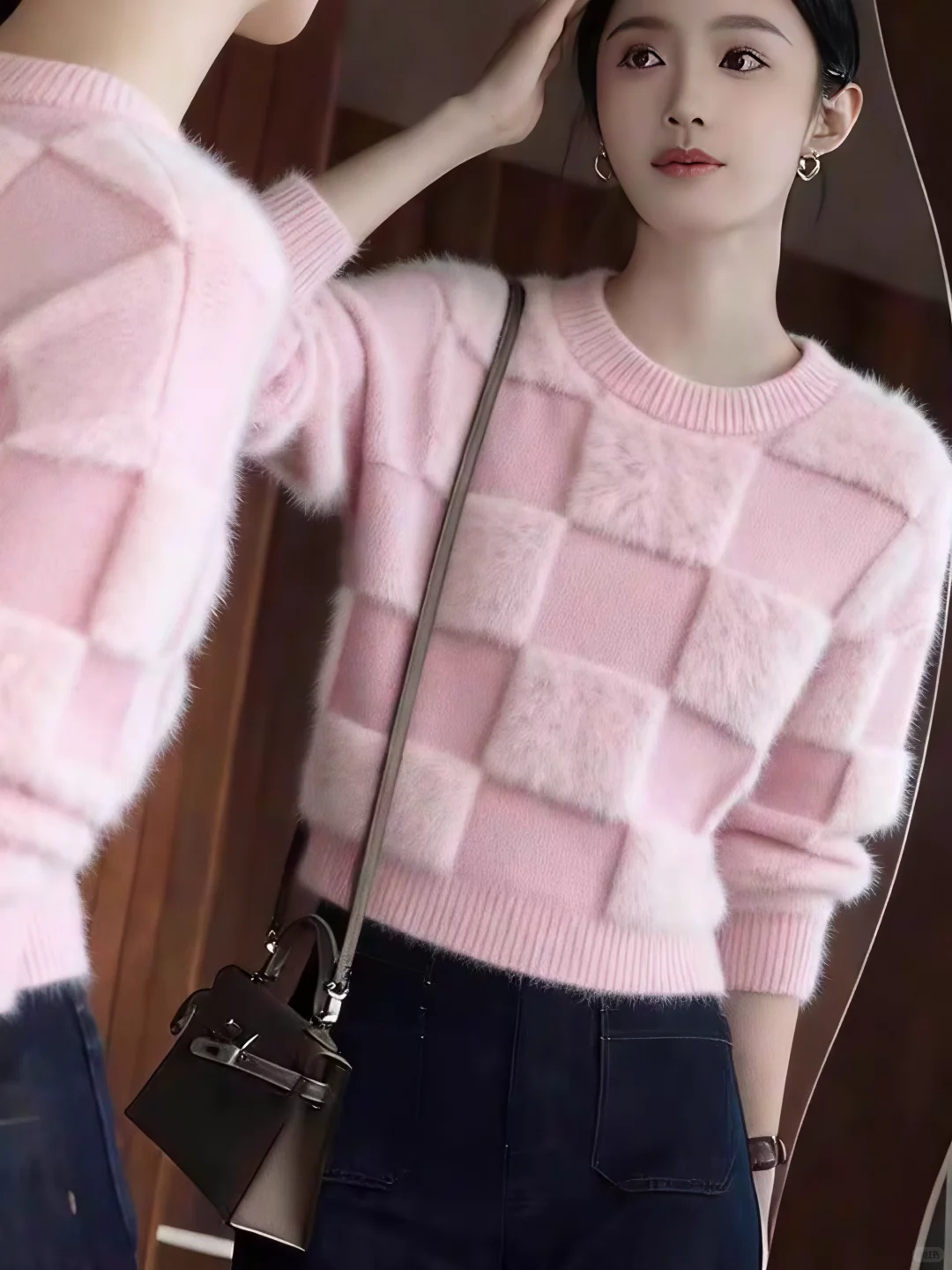 💋甜美穿搭！冬日大小姐软糯毛绒针织衫