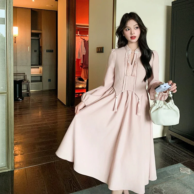 新中式粉色娇嫩连衣裙 留洋大小姐