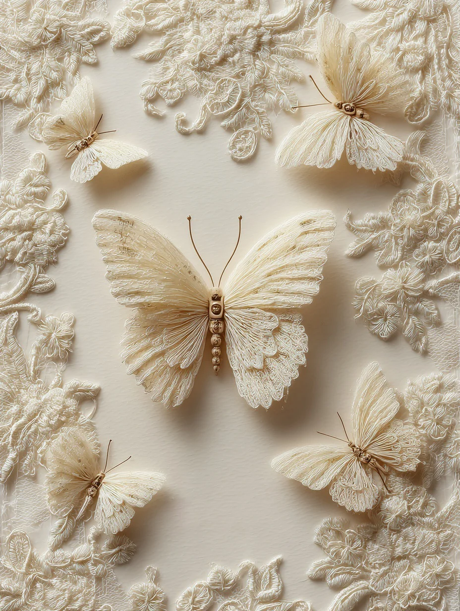 蕾丝蝴蝶 时尚海报 单色设计 3d立体风格