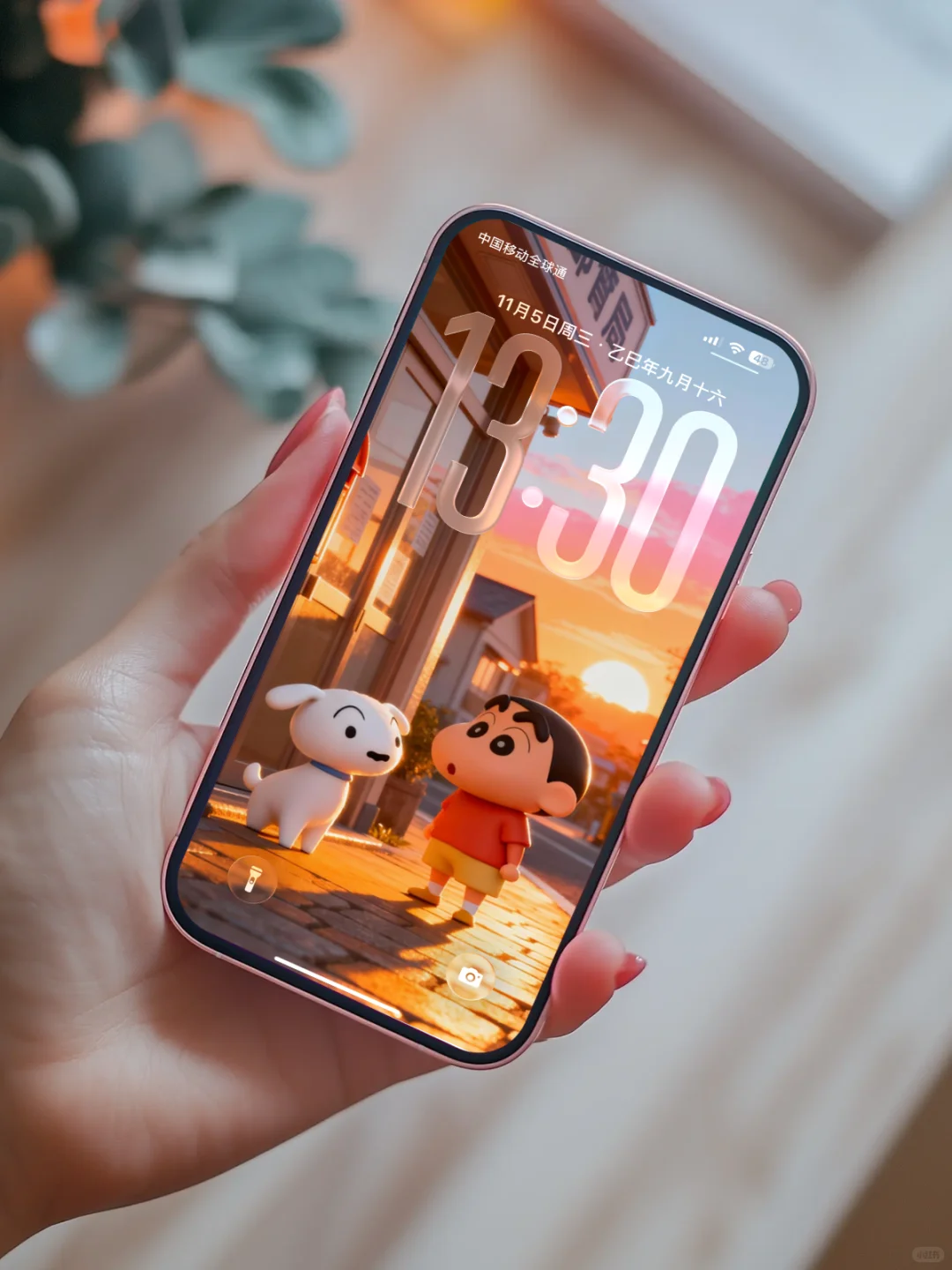 蜡笔小新夕阳壁纸 治愈又好看