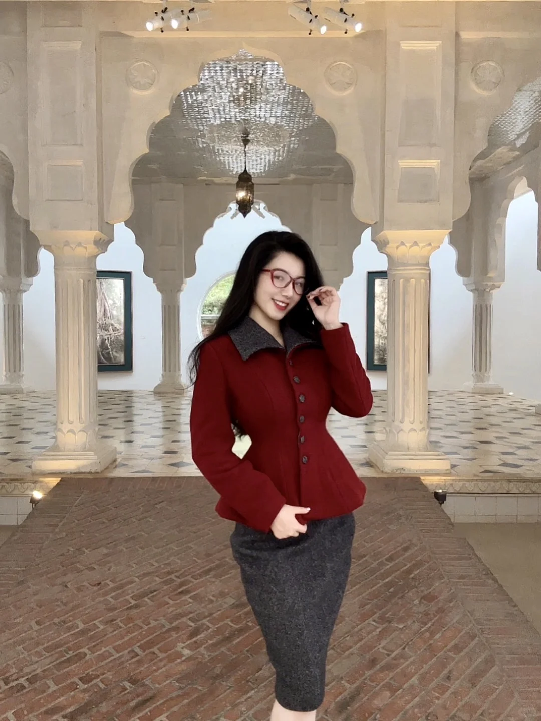 上身1秒掐腰复古套装！！！