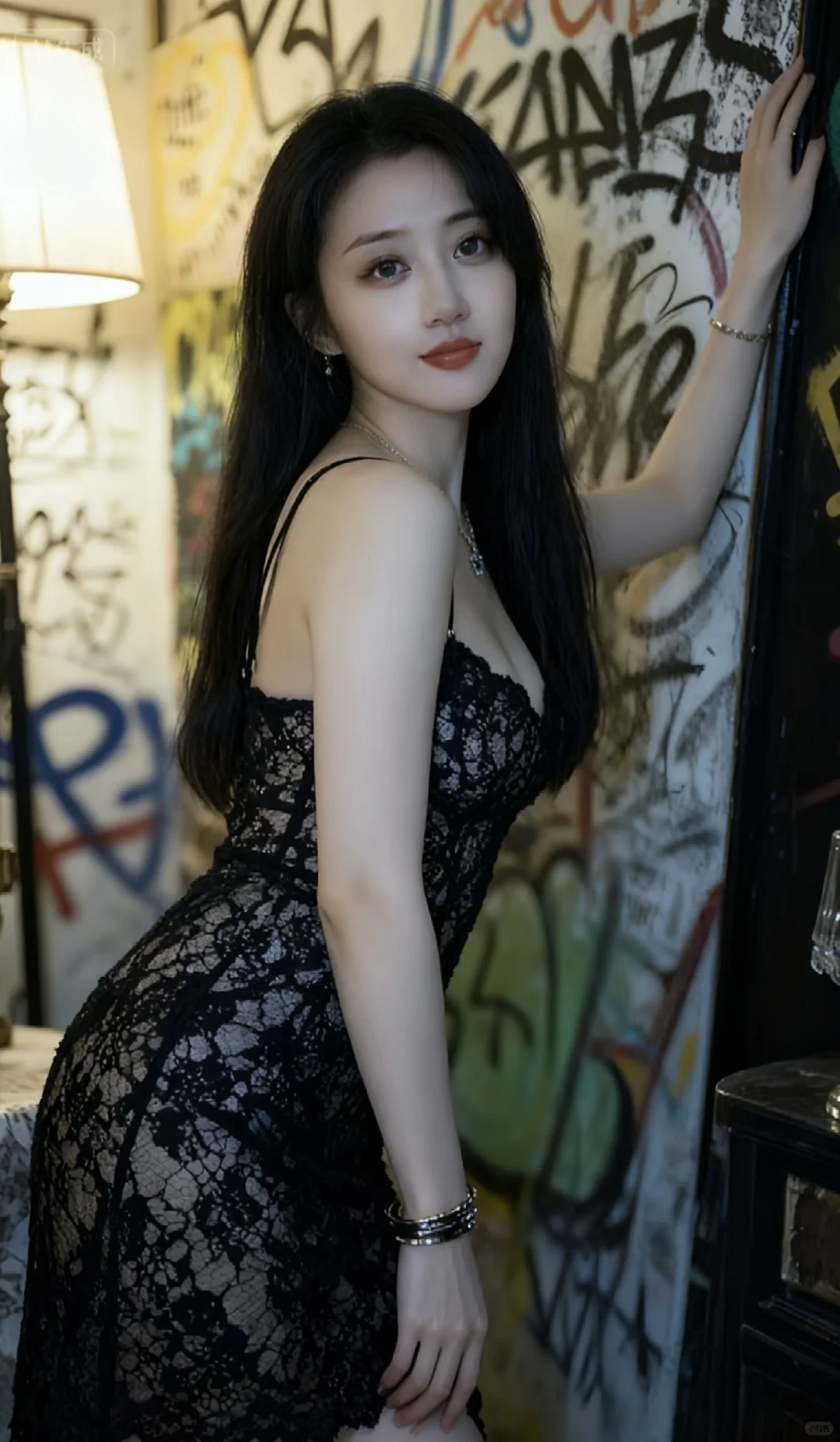 黑色蕾丝吊带裙，性感又迷人