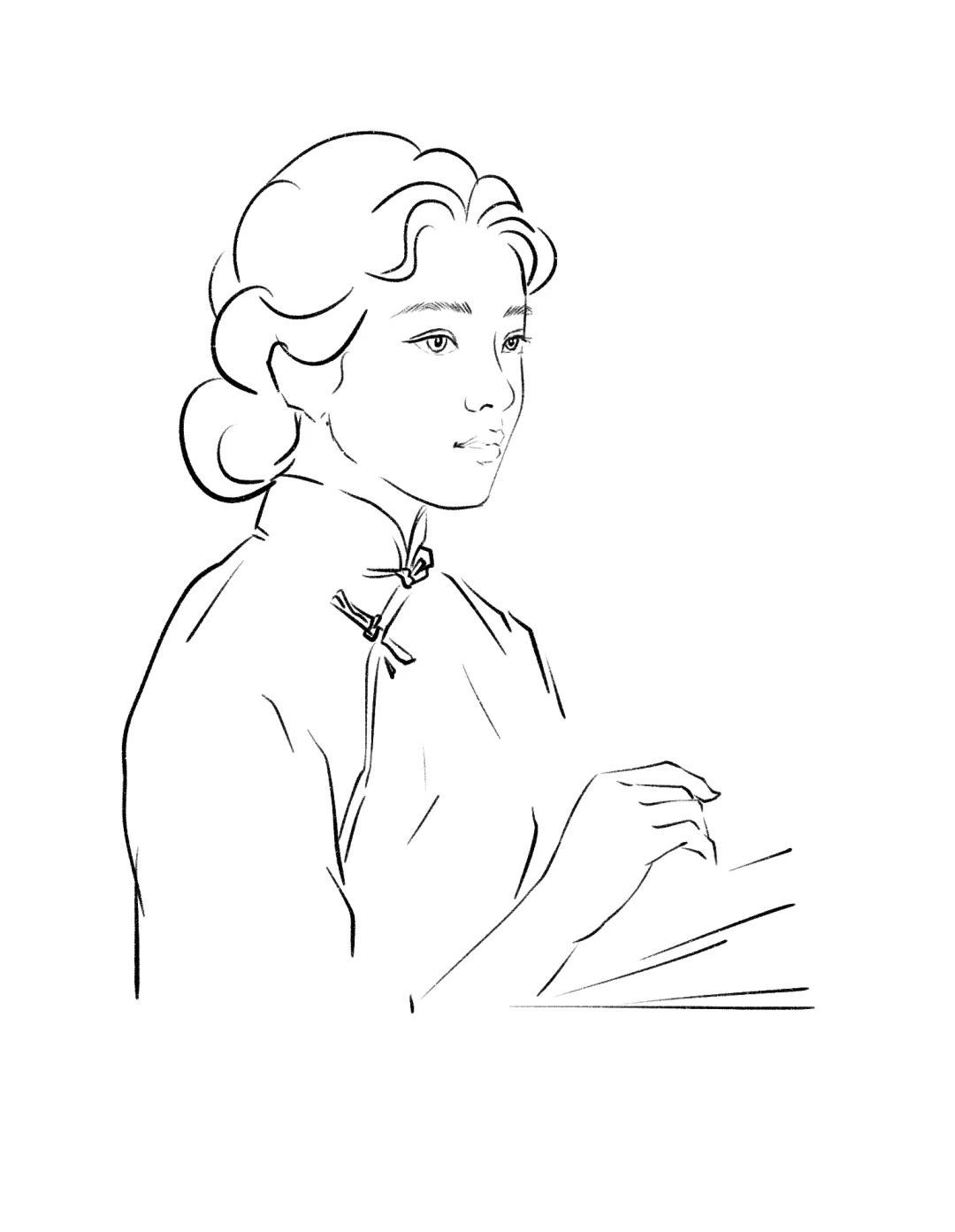 哎呀，线稿美女简单画