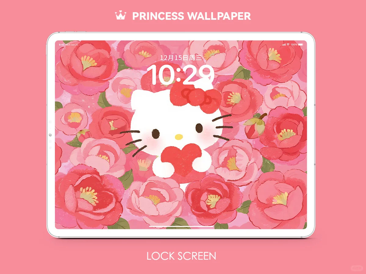 1105#🌸HelloKitty满屏山茶❤️平板壁纸
