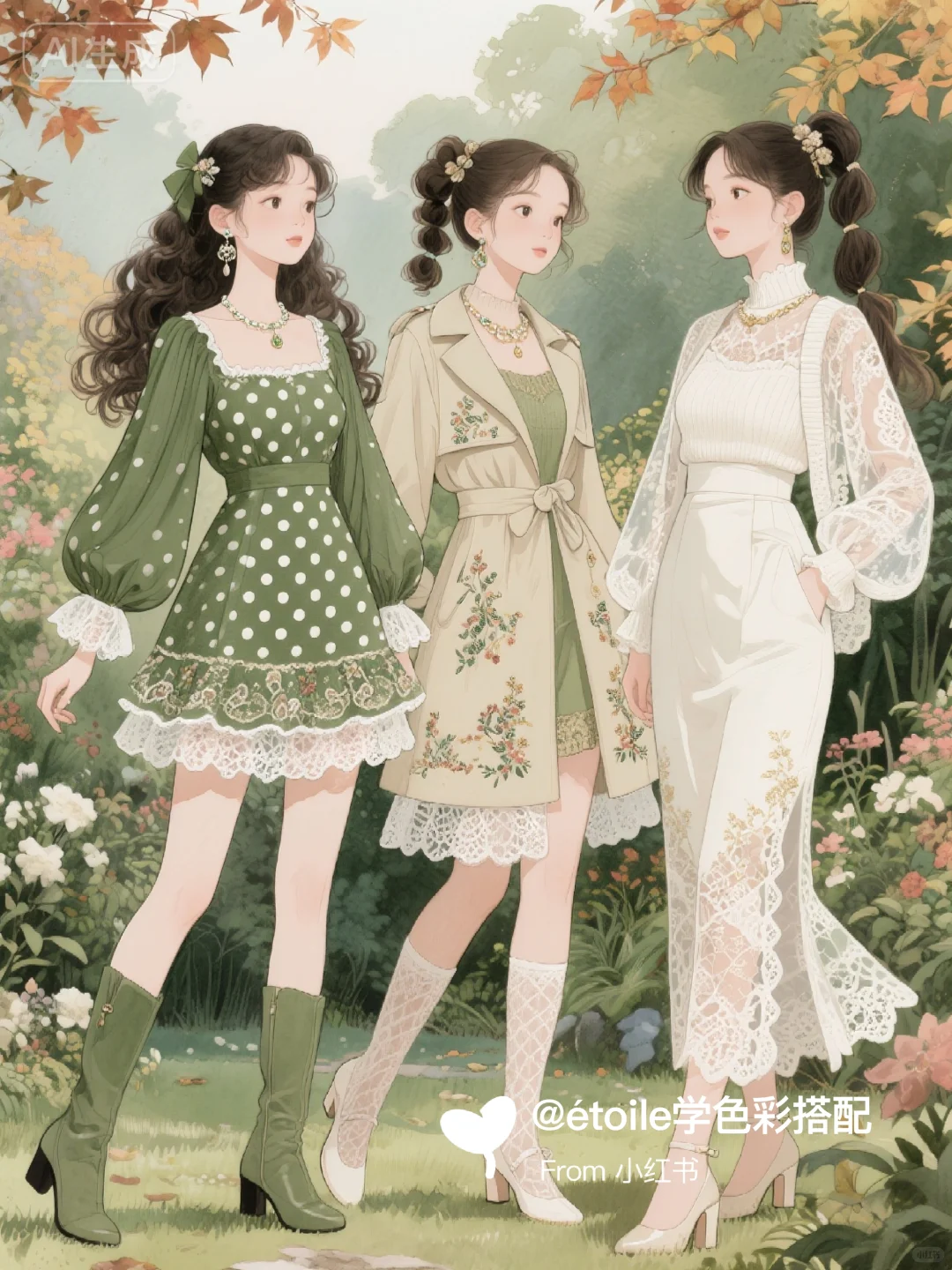 「穿搭插画」💚秋日复古国风图鉴